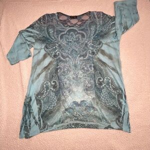3/4 sleeve, Cal Style USA ,Green XL Tunic Top